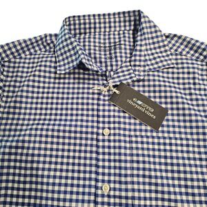 Vineyard Vines Men's Button Down Shirt Blue Gingham OTG BRRR Performance